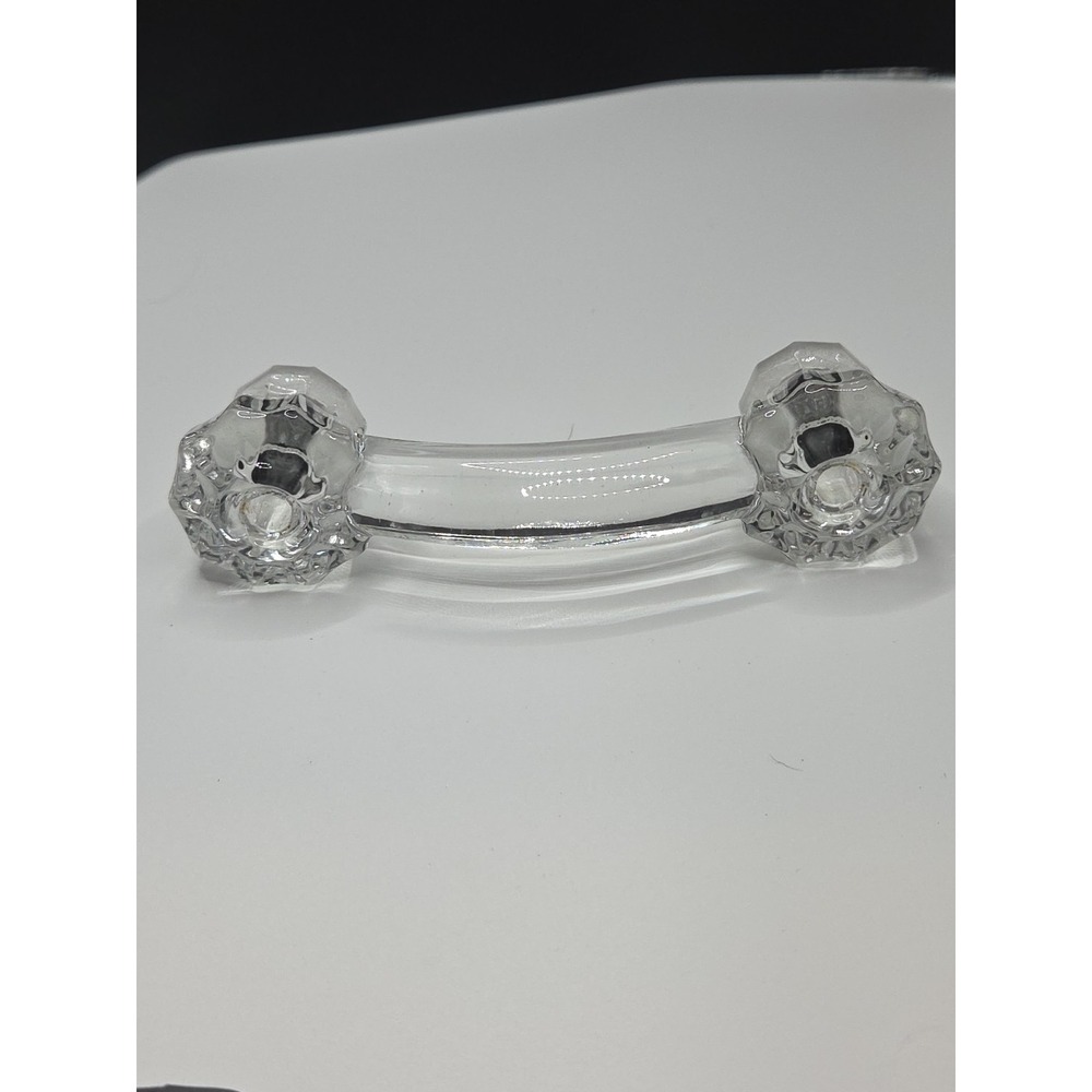 1 Vintage CLEAR GLASS 4" HANDLE With 3" Hole Spread Cabinet Drawer Pull Knob